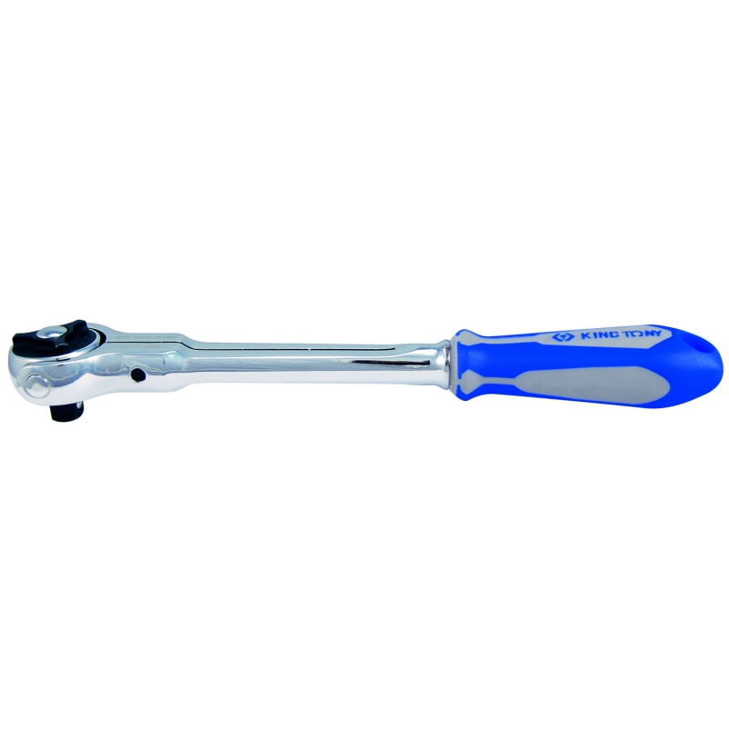 KING TONY Трещотка 3/8", 230 мм, 72 зубца, дисковый механизм, поворотная голова с кнопкой 3752-09G